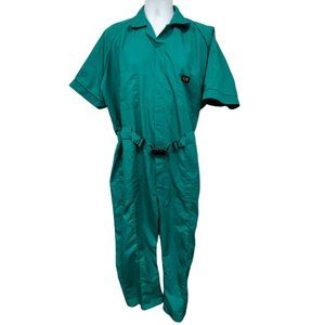 Vintage TEAL Para Suit Men's 48 R Coveralls Jumpsuit mechanic sharp